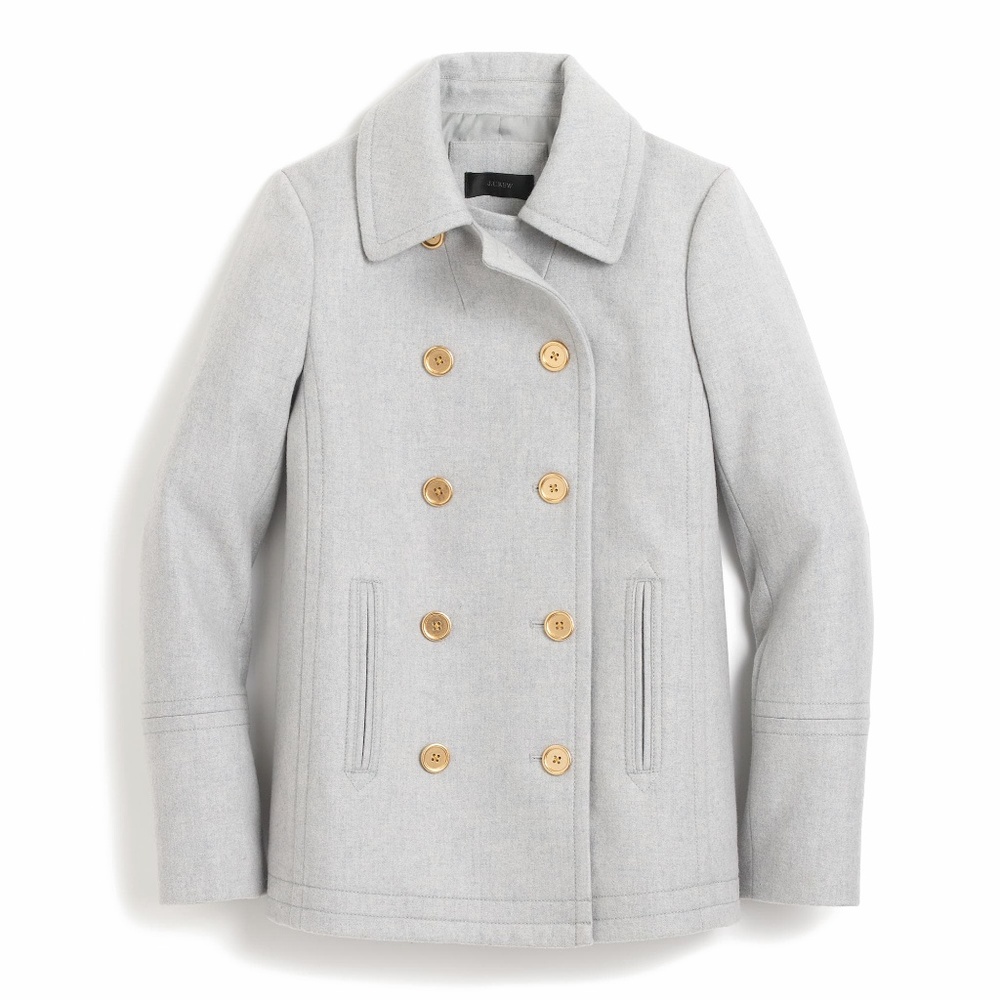 NWT J. Crew Andover Peacoat by Nelo Gori In Wool Cashmere - Heathered Gray | 0P